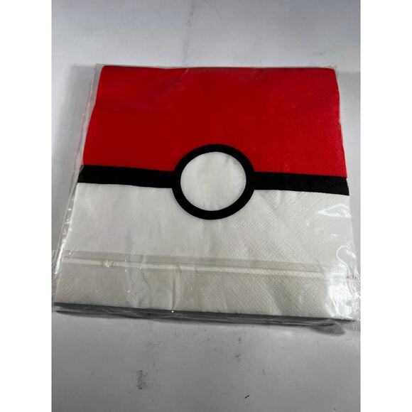 NEW Pokémon Pokeball Birthday Party Supplies Napkins 20 Count 7” square - Picture 1 of 5